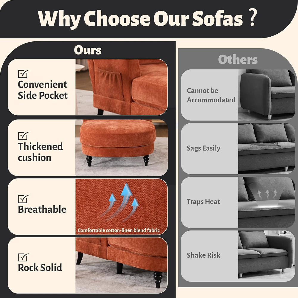 59.8" Chaise Lounge Chair Indoor, Chenille Reading Chairs | Side Pocket,...