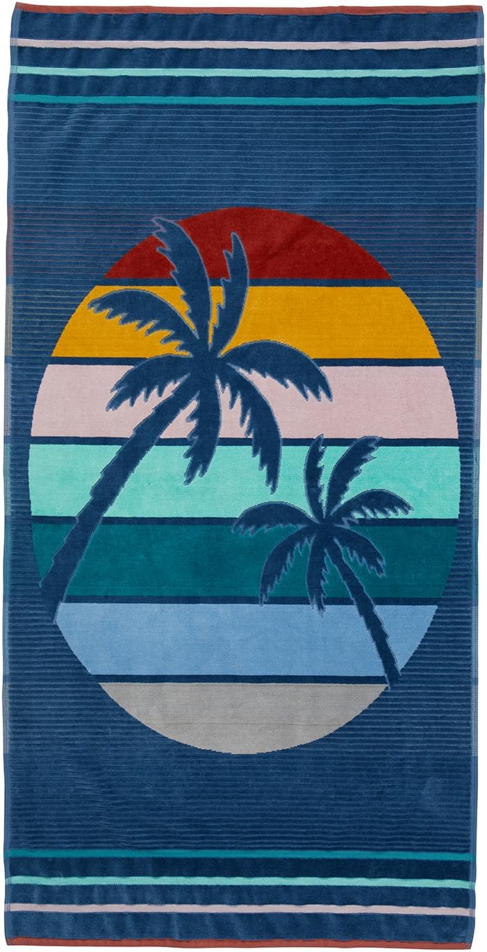 Loon & Lake Luxury Beach Towels Set of 2 - Palm Sunset | 2 Pack | 30" x 60" | Crafted from 100% Combed Cotton | Ultra Plush & Super Soft | Rays Collection