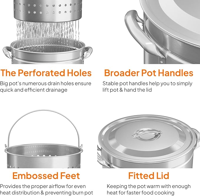 Bonnlo 62QT Stainless Steel Stock Pot