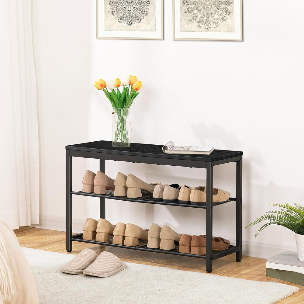 HOOBRO Shoe Bench, 3-Tier Shoe Rack, Industrial Shoe Organizer Storage Bench,...
