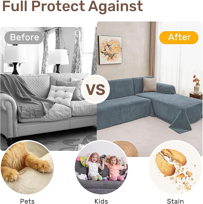 Sectional Couch Covers, 2 Pieces Washable L Shaped Couch Covers Sofa Blanket - Image 4