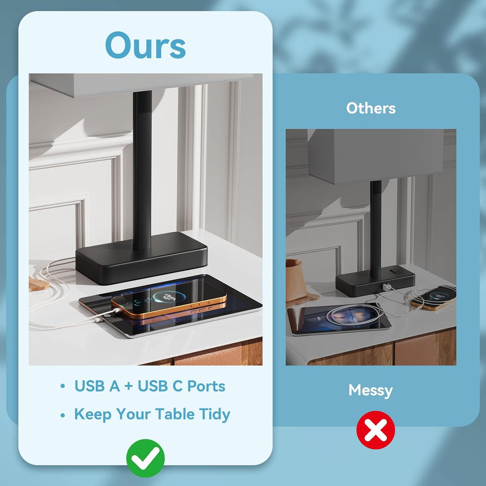 Touch Lamps for Nightstand Set of 2, Lamp for Bedroom Living Room with USB