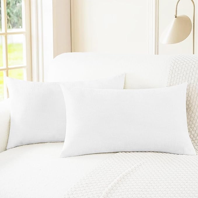 CaliTime Throw Pillow Covers Decorative 16 X 26 Inches Pack of 2 Cozy Chenille by CaliTime