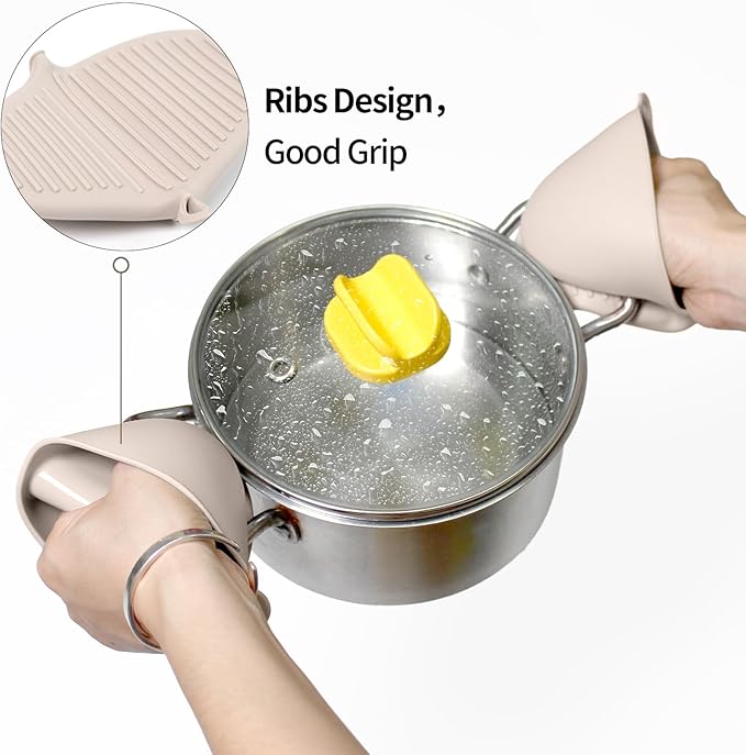 Silicone Oven Mitts Heat Resistant 3 Pair Mini Pot Pinch Grip- ChufanMomsil - Image 3