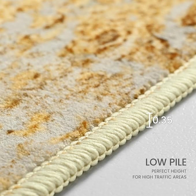 Area Rug 4x6 Rug Washable Boho Rugs Non Slip Low Pile Abstract Small Carpet - Image 6
