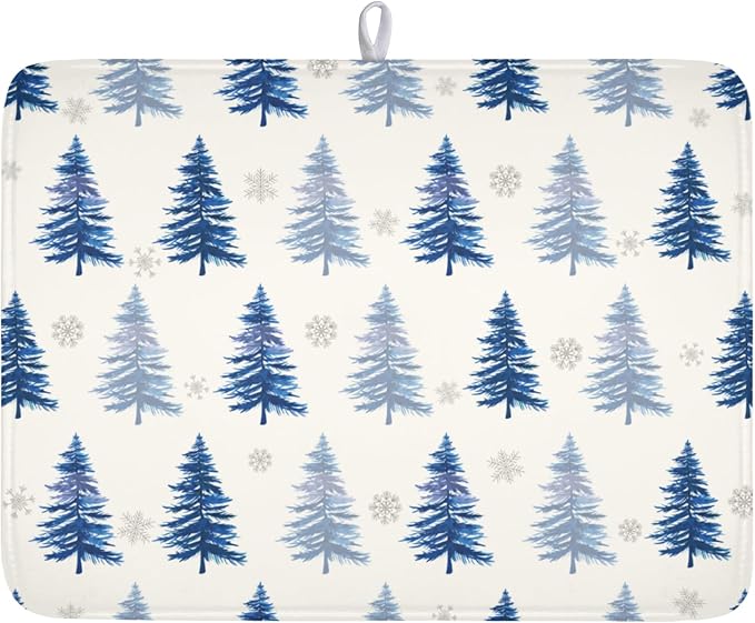 Winter Dish Drying Mat 18 x 24 Inch Blue Tree Dish Drying Pad Absorbent by Unknown