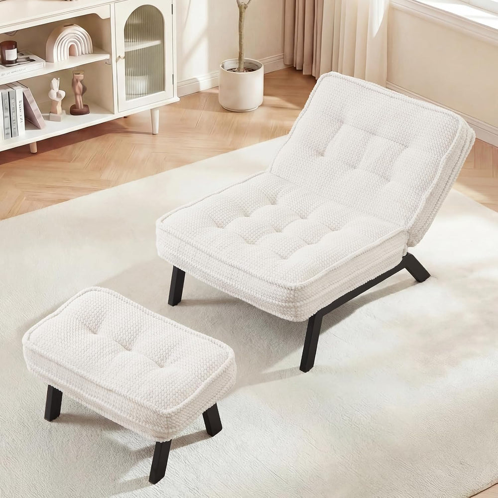 ANJ 3-Position Adjustable Accent Floor Chair with Ottoman, Ergonomic Stable L...
