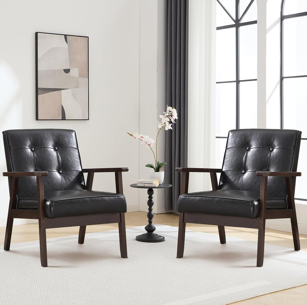Bonzy Home Mid Century Modern Accent Chairs Set of 2 for Living Room, Upholst...