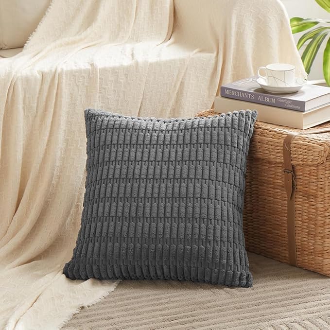 Fancy Homi 4 Packs Dark Grey Decorative Throw Pillow Covers 24x24 Inch - Image 2