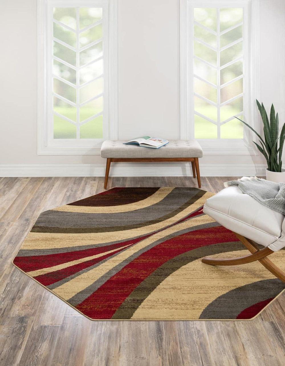 Unique Loom Barista Collection Area Rug - Ngada (7' 1" Octagon, Beig...