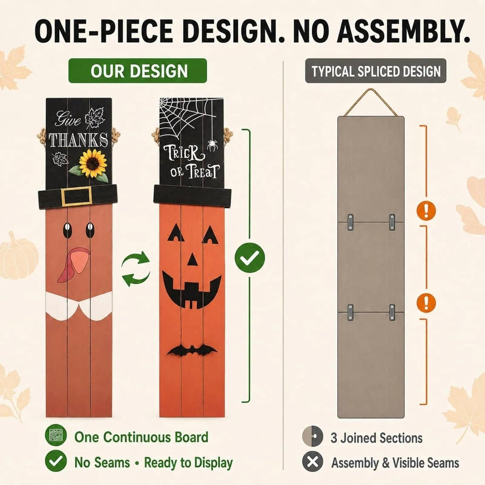 One-Piece Reversible Halloween Thanksgiving Porch Sign