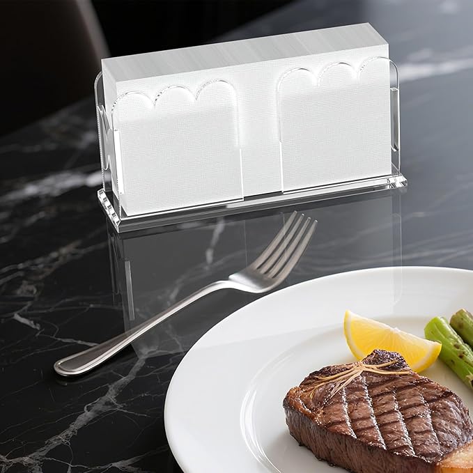 LUGUNU Acrylic Napkin Holder-Clear Scalloped Napkin Dispenser - Image 5