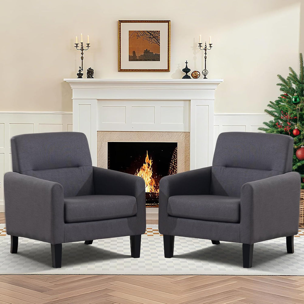 Accent Chairs Set of 2, Mid Century Modern Living Room Chairs, Dark Grey