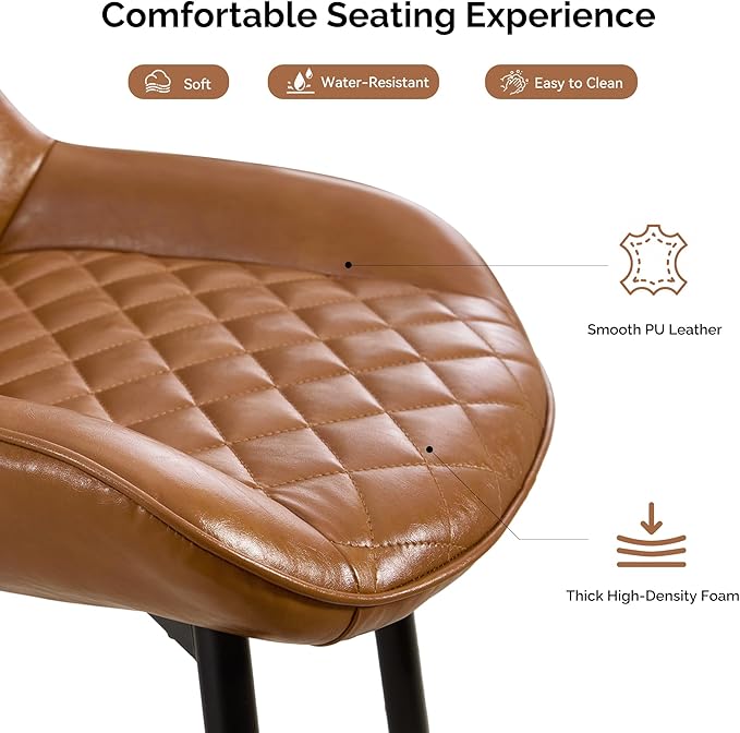 Dining Chair Set of 3, Modern Dining Chairs with Thick Cushions, Faux Leather...