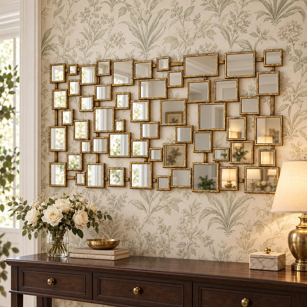 Large Modern Accent Wall Mirror for Living Room Gold 23.6"x47" Meta...