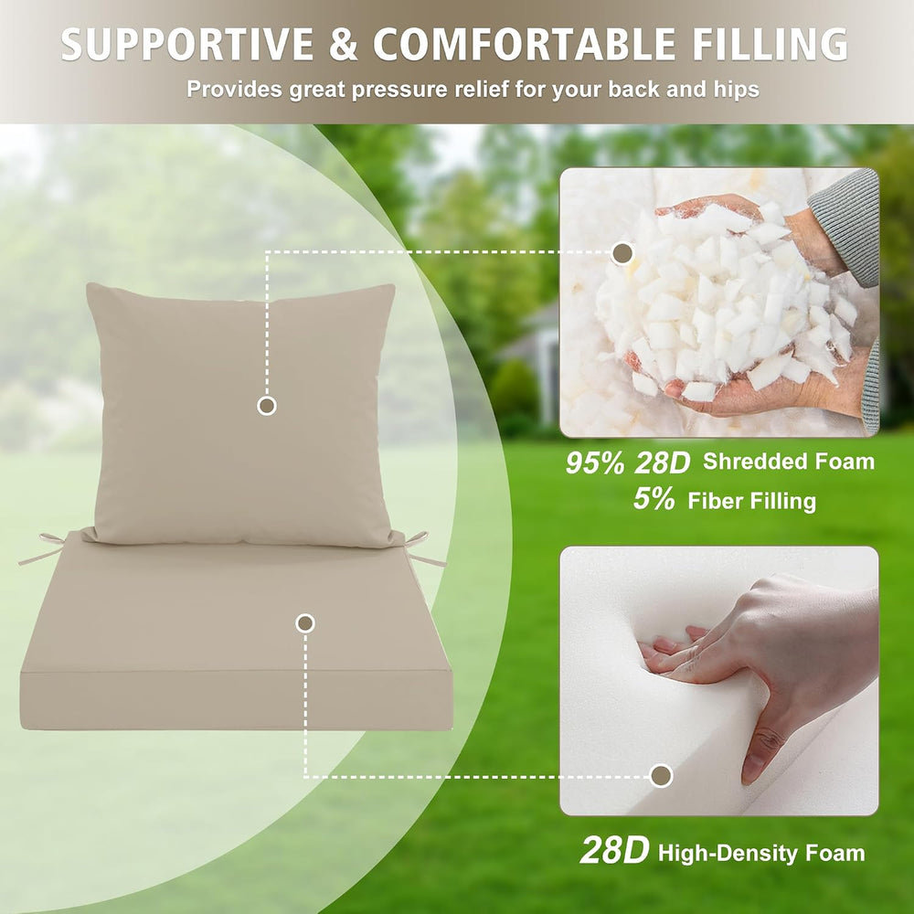 24x24 Inch Outdoor Cushions for Patio Furniture Set of 2, Waterproof Outdoor ...