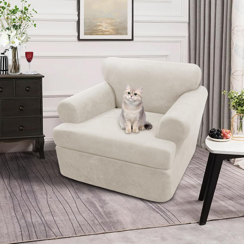 2-Pieces T Cushion Armchair Slipcovers Leather Look Couch Cover Chair Covers ...