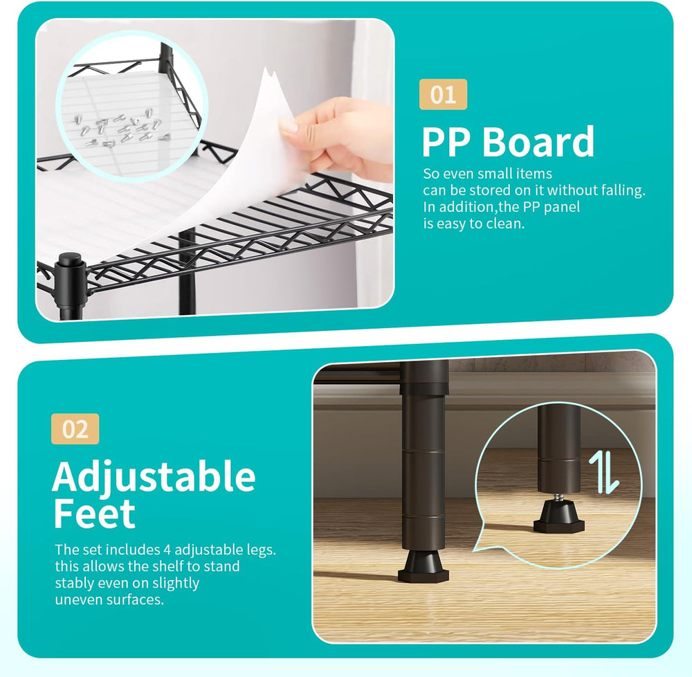 BestOffice | 4-Tier Wire Shelf | 12" x 18" x 44 | Black