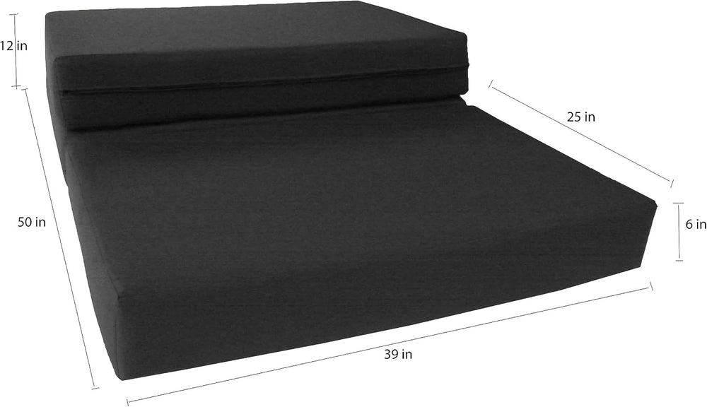D&D Futon Furniture Black Trifold Foam Beds, Shikibuton, Tatami Cushion T...