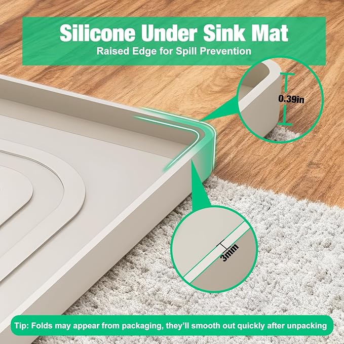 Aisslro Under Sink Mat 22" X 19", Waterproof Silicone Cabinet Organizer - Image 5