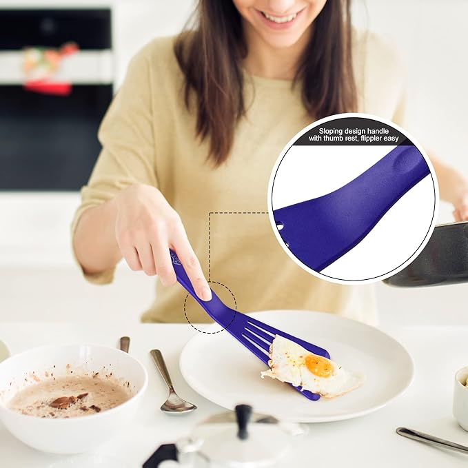 HOTEC 600℉ Heat Resistant Silicone Slotted Fish Turner Spatula Set, BPA Free - Image 5