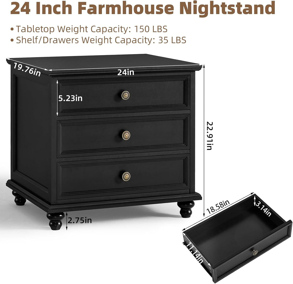 Joaxswe Farmhouse Dresser and Nightstand Sets 3 Piece, Nightstands Set of 2 a...
