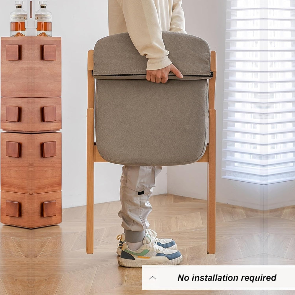 Foldable Chairs with Padded Seats and Solid Wood Frame for Dining Room, Livin...