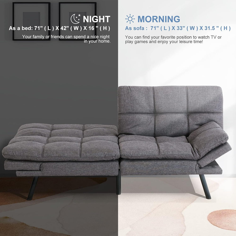 MUUEGM Futon Sofa Bed Couch Memory Foam Futon Convertible Couch Bed Sleeper,M...