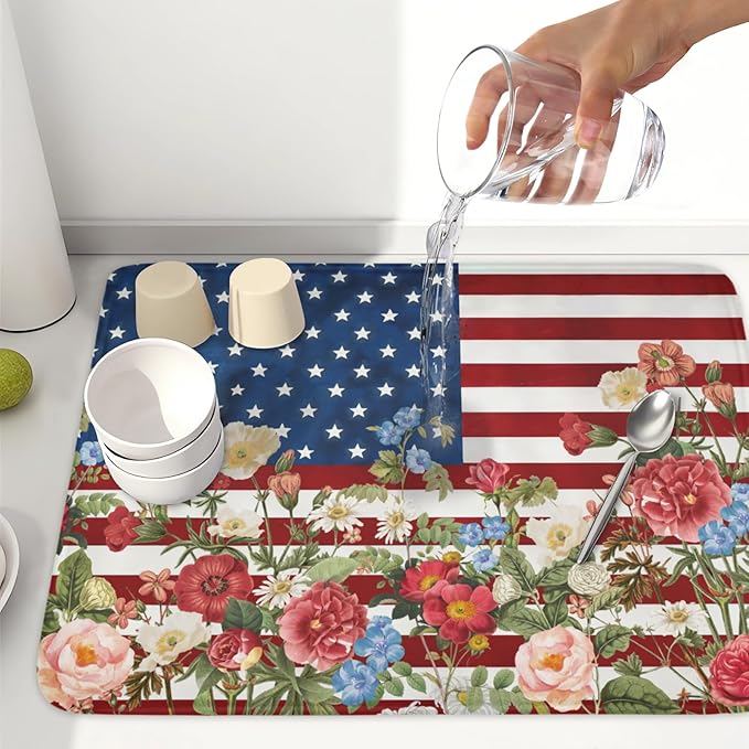 4th of July Dish Drying Mat 24x18 Inch, Patriotic Drying Mat - Image 6