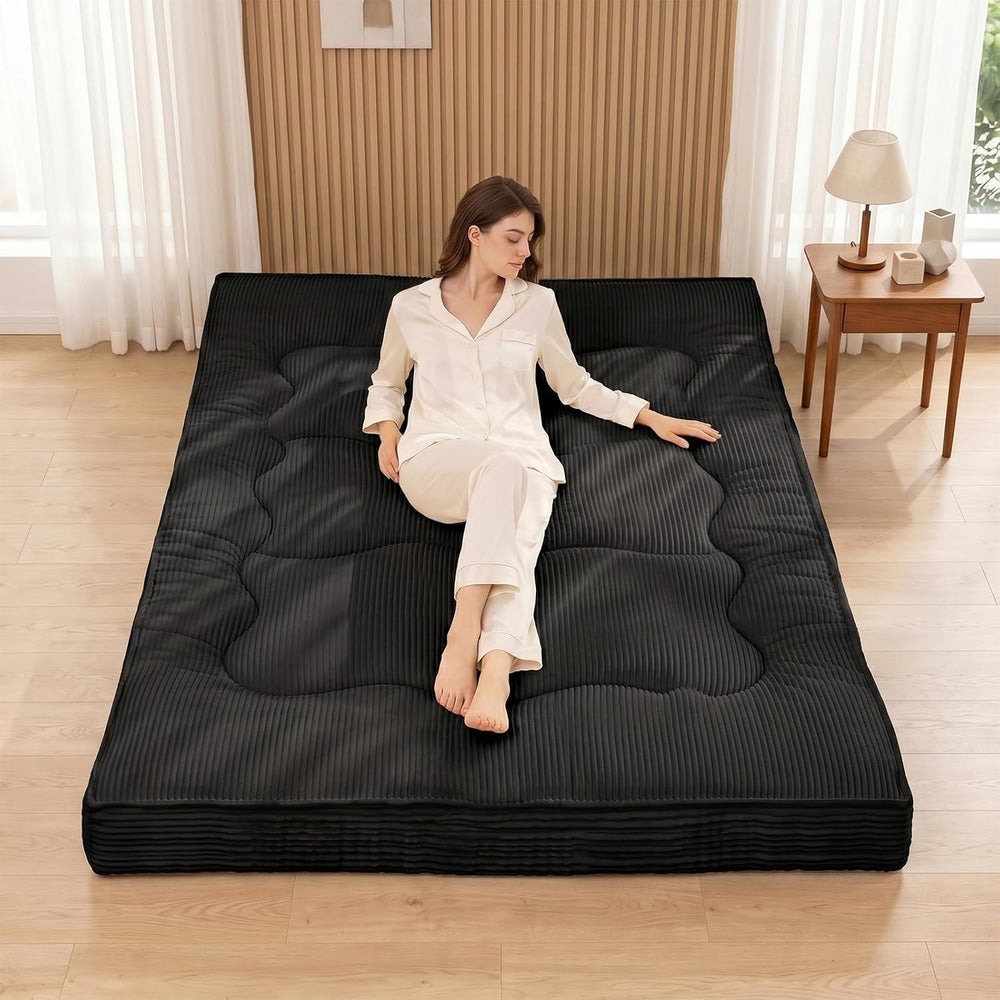 Extra Thick Futon Mattress - Japanese Floor Mattress for Adults, Portable Fol...