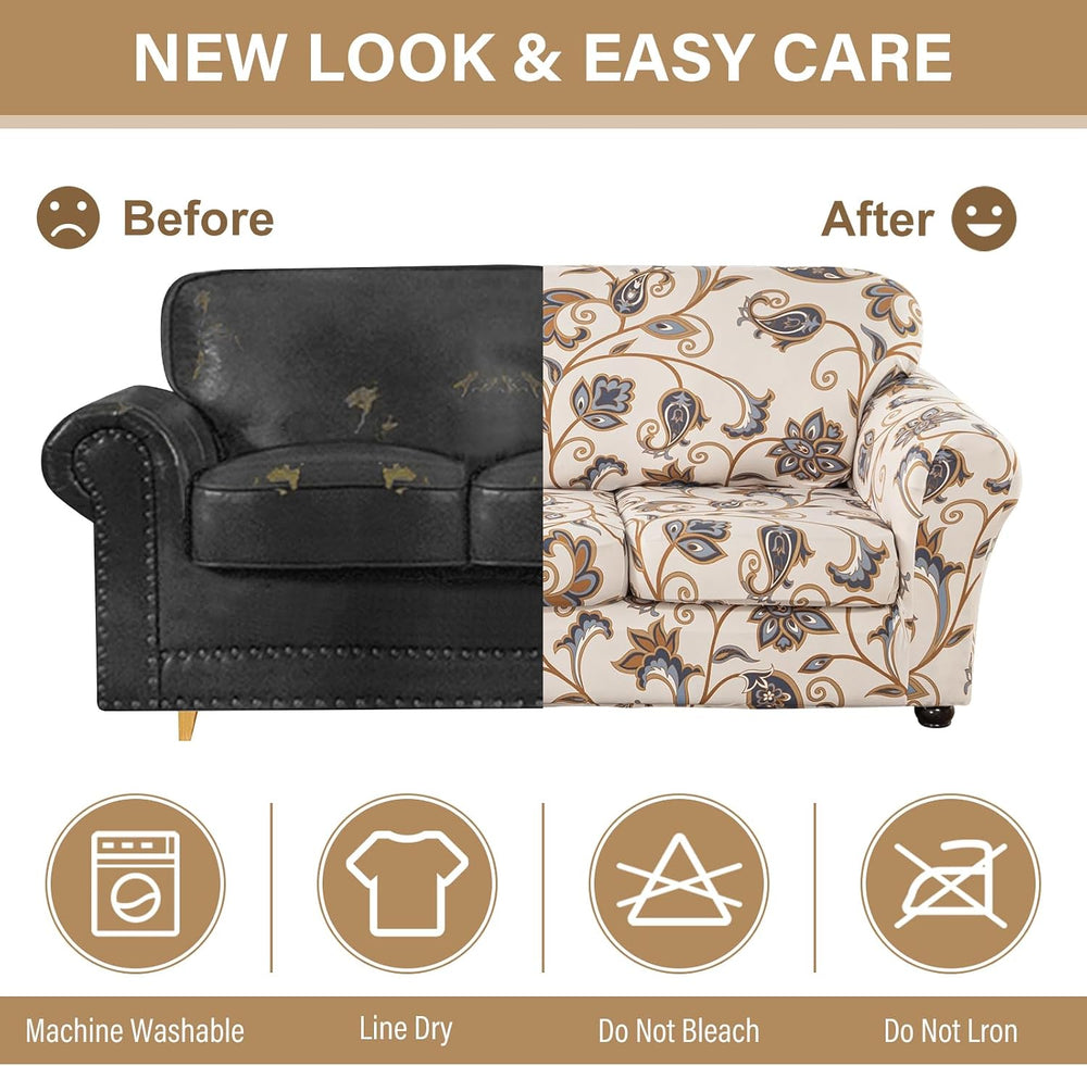 Lamberia Printed Sofa Cover High Stretch Sofa Slipcovers 2 Piece Armchair Sli...