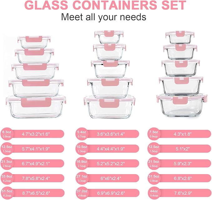 KOMUEE 30 Pieces Glass Food Storage Containers Set, Meal Prep Containers Set - Image 2