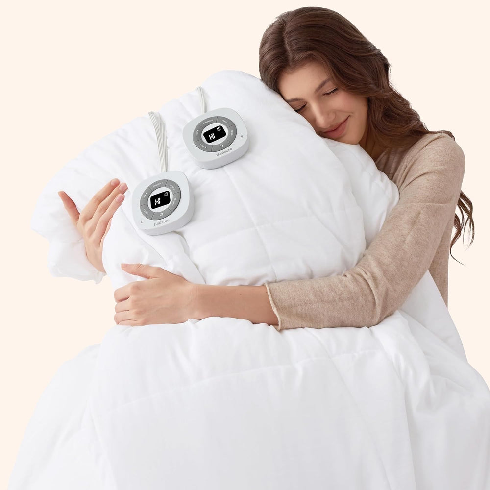 Bedsure HeatX Heated Blanket Queen, Thick Heated Comforter Duvet Insert