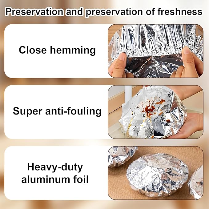 70PCS Reusable Aluminum Foil Food Covers, Aluminum tin Foil Insulation Cover - Image 2