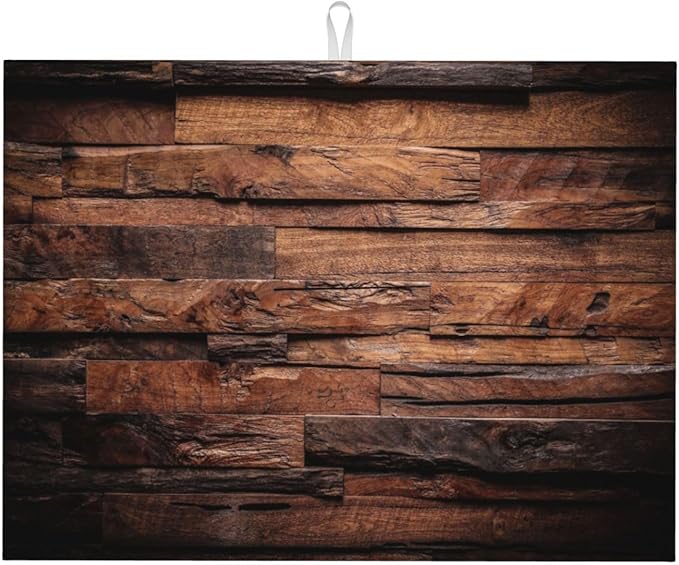 Dark Wood Dish Drying Mat Vintage Natural Wooden Board Rustic Farmhouse Style by Unknown