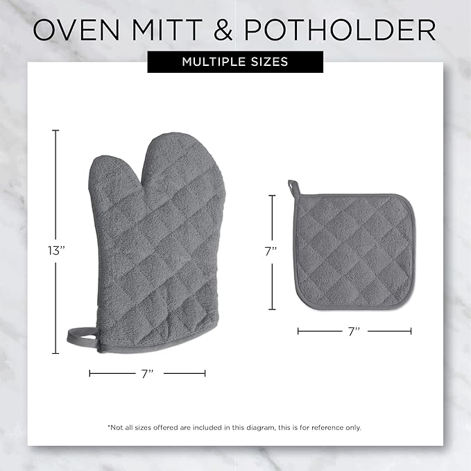 DII Basic Terry Collection 100% Cotton Quilted, Oven Mitt, 2 Piece - Image 8