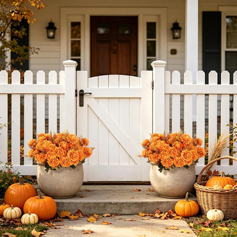 RECUTMS Artificial Mums for Outdoors Fall Flowers Artificial for Decoration