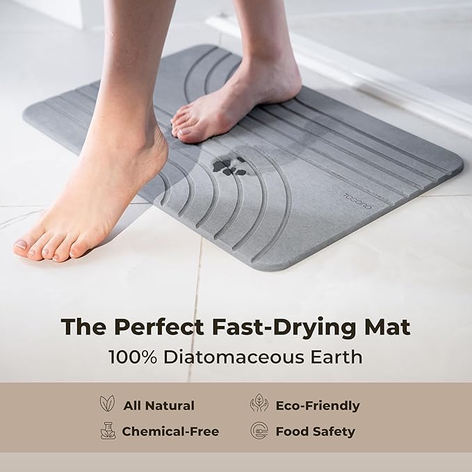 TOSORO - Stone Bath Mat Diatomaceous Earth Shower Mat Non-Slip Super Absorbent - Image 4