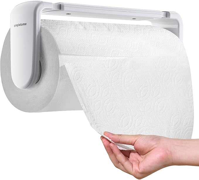 simpletome Paper Towel Holder Under Cabinet or Wall Mount ONE Hand Operation by simpletome