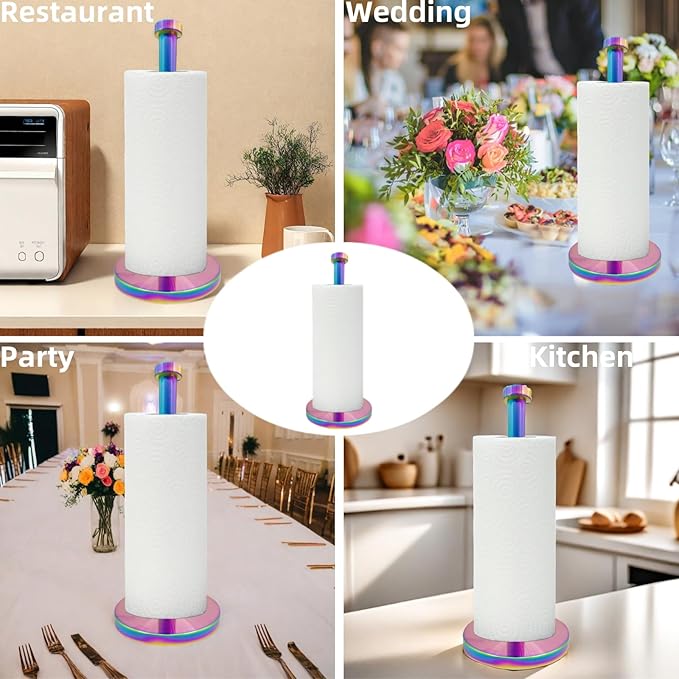Stainless Steel Paper Towel Holder Countertop, Rainbow Kitchen Roll Holder Stand - Image 9