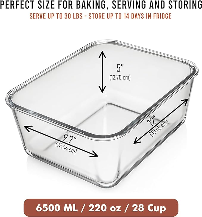 6500 ML / 220 oz / 28 Cup LARGE Glass Food Storage Container - Image 3