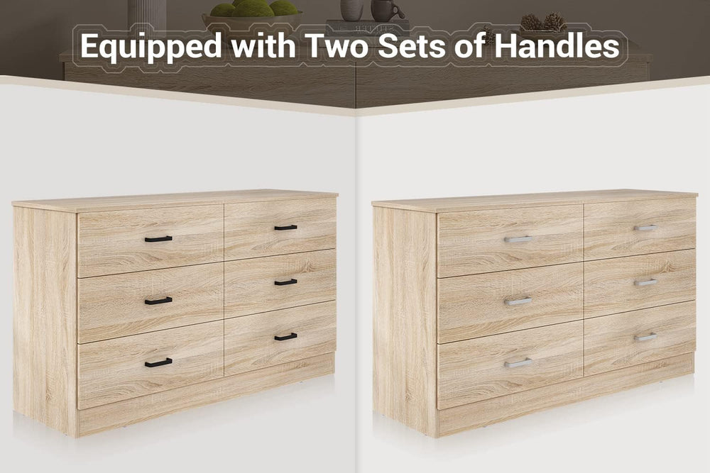 Dresser for Bedroom, 6 Drawer Double Dresser, Modern Chest of Drawers with De...