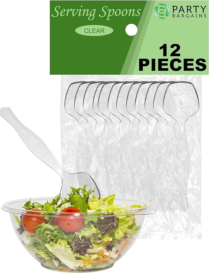 PARTY BARGAINS Disposable Clear Plastic Serving Spoons 8.75″ – Heavy-Duty Clear - Image 8