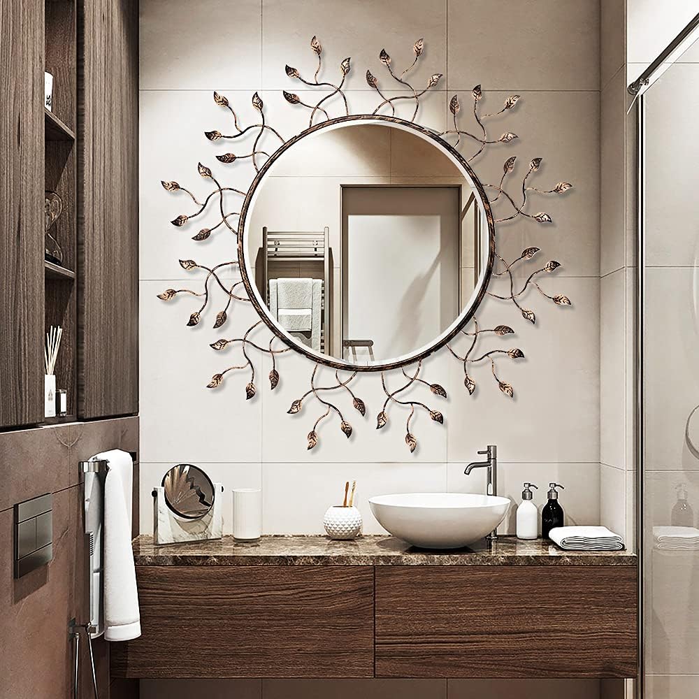 Chende Round Decorative Mirror for Wall Decor, 39" x 39" Large Livi...