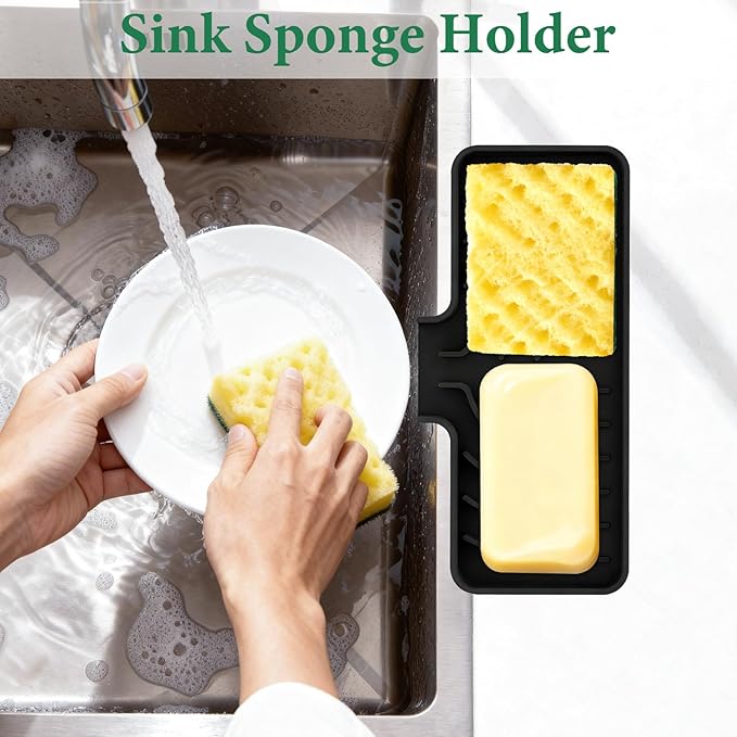 GUUKIN Sponge Holder for Kitchen Sink, Sink Caddy and Soap Tray | 10x4 inch - Image 3