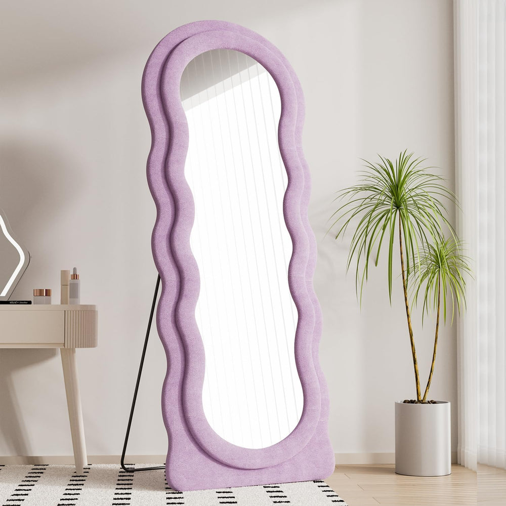 Dewfig Full Length Mirror, 63" x 24" Flannel Full Body Mirror, Purple