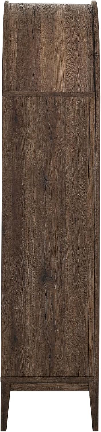 Modway Nolan Tall Arched Storage Display Cabinet in Walnut Light Oak - 74 Inc...