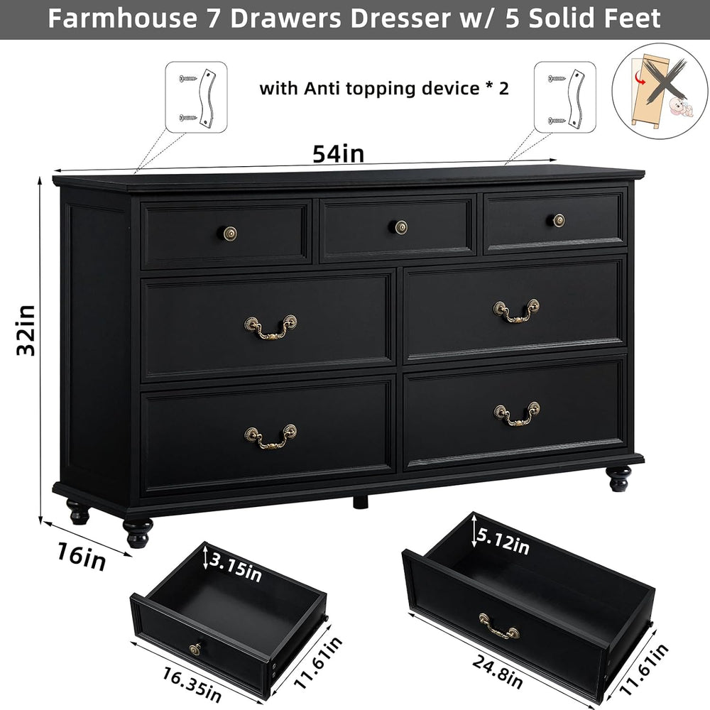 Joaxswe Farmhouse Dresser and Nightstand Sets 3 Piece, Nightstands Set of 2 a...