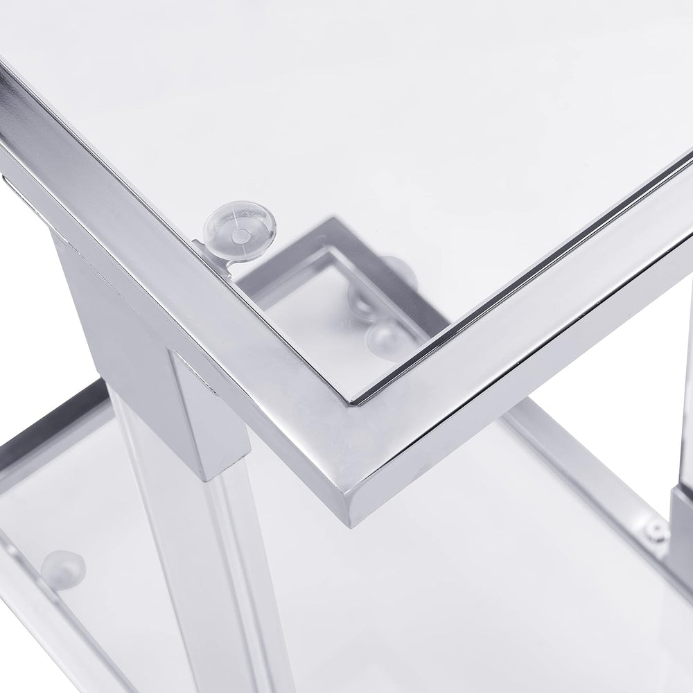 Acrylic Sofa Side Table C Shaped End Table with Wheels, Rolling Bedside Lapto...