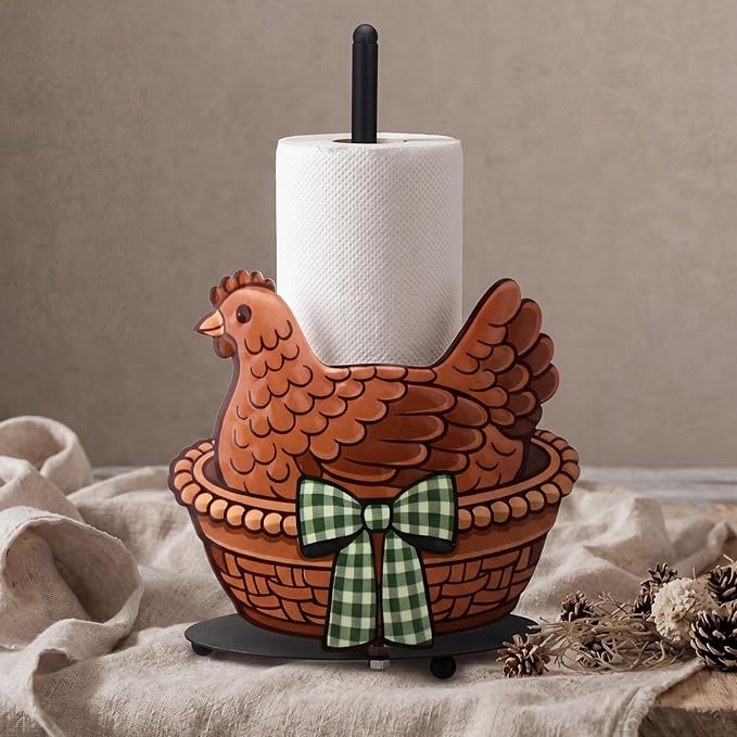 Hen Paper Towel Holder Black Metal Paper Towel Holder Large Decorative Tissue by Yiyiring